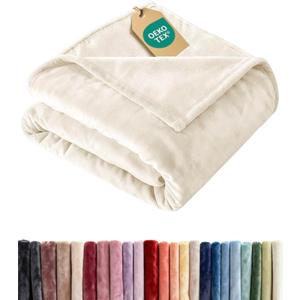 Ultra Soft Fleece Blanket Twin Size - Flannel Fleece Luxury Twin Blanket - Lightweight for Couch Bed Chair - Thick, Warm and Breathable - All Season Cozy Fuzzy, Anti-Static Microplush Bedding, Cream