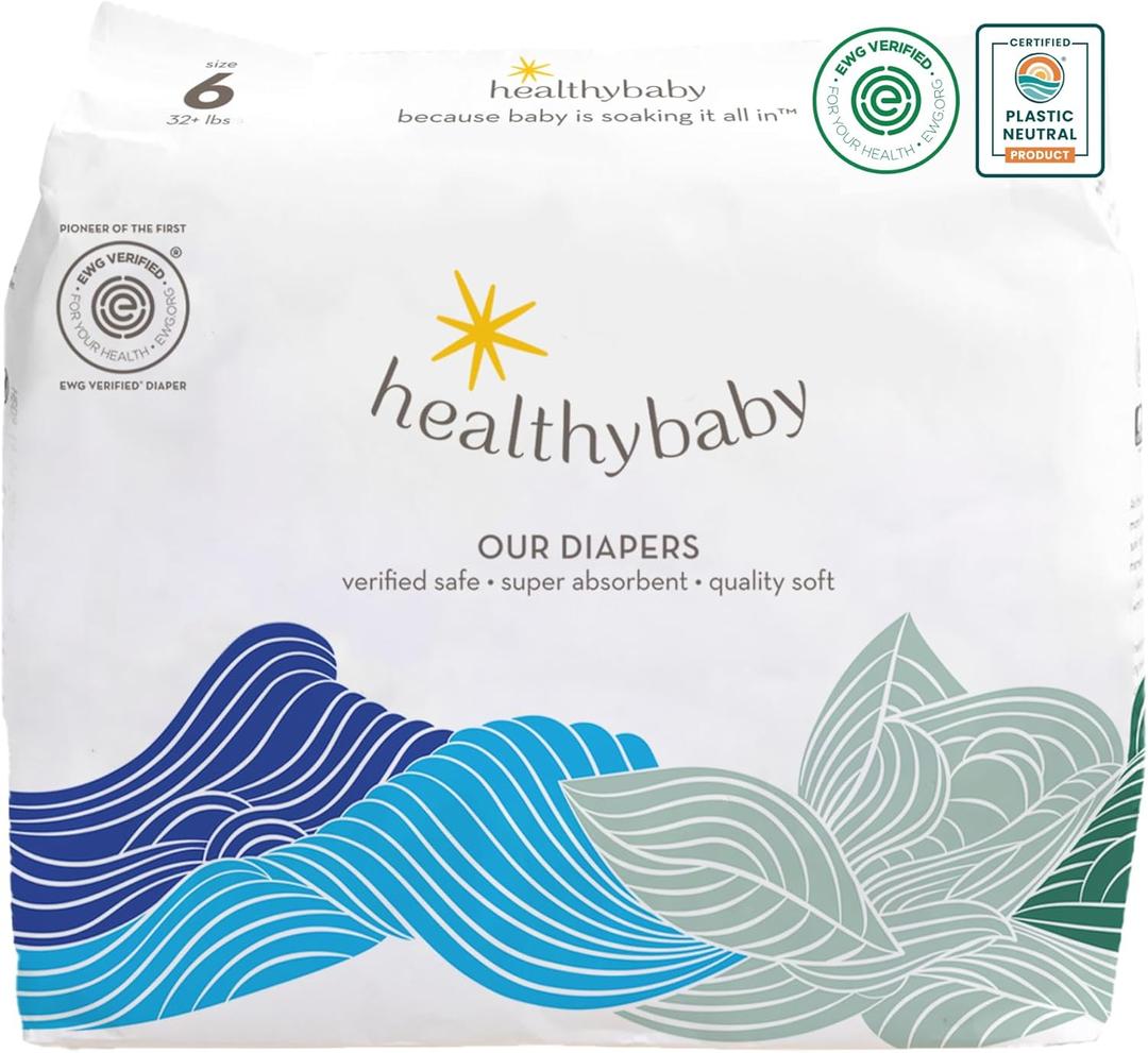 Our Diapers | The First EWG Verified & Microbiome-Friendly Diaper | 12-Hour Leak Protection | Made with Organic Cotton & Plant-Derived Materials | Totally Chlorine Free | Size 6 (27-35 lbs) 26 Count