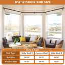 TONIAL Bay Window Curtain Rods, 32 to 86 Inch Center Rod for window, 20 to 82 Inch Side Rods for windows 3/4 Inch Decorative Drapery Rods with Small Cap Finial, Bronze
