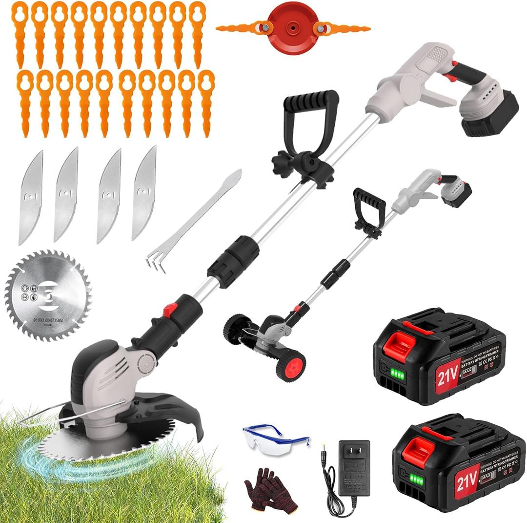 Electric Weed Wacker Eater Cordless String Trimmer Battery Powered, 21V/4000mAh Grass Trimmer Battery Operated Brush Cutter, 3 in 1 Lightweight Weed Trimmer/Lawn Edger/Trimmer Edger for Yard Garden Electric Weed Wacker Eater Cordless String Trimmer Battery Powered, 21V/4000mAh Grass Trimmer Battery Operated Brush Cutter, 3 in 1 Lightweight Weed Trimmer/Lawn Edger/Trimmer Edger for Yard Garden
