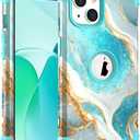 Hocase Heavy Duty Shockproof Protection Soft Silicone Rubber+Hard Plastic Bumpers Hybrid Protective Case for iPhone 13/14 (6.1") - Teal