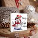 Wooden Box Signs: Baby It's Cold Outside, Snowman Decor, Christmas Signs 5x5 Inch