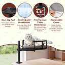 Cat Bed for Desk,14.9" Desk Cat Hammock with Clamp,Wooden Desktop Pet Perch, Elevated Cat's Nest Mounted on Table for Office & Computer Setup,360Rotating PerchMat Machine Washable,Black