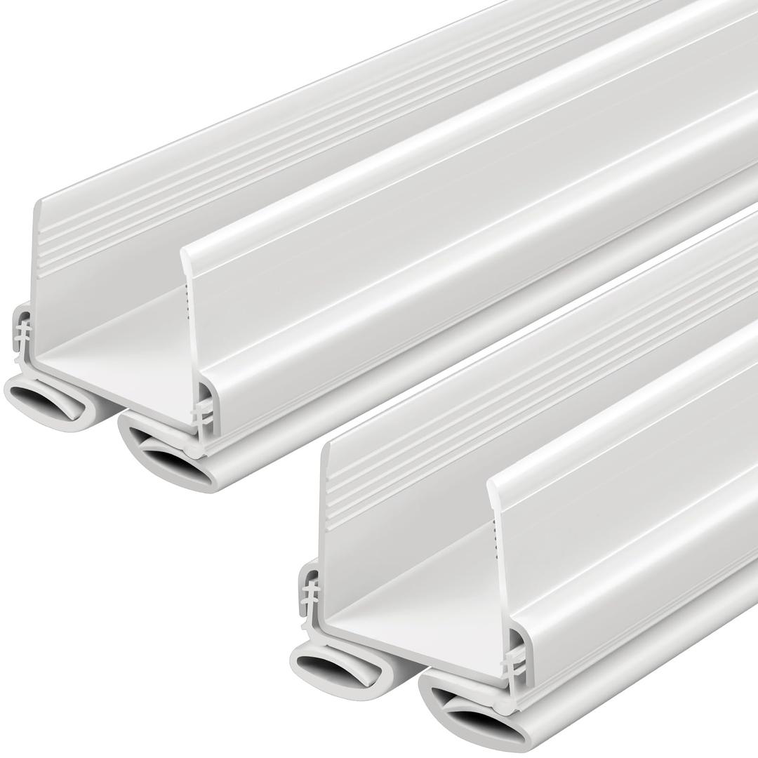 Yaocom 2 Strip White 32 Inch Vinyl U-Shape Door Bottom Seal, Slide on Weatherstrip Interior Door Bottom to Block Light and Reduce Noise Fits 32 x 1-3/8 Doors, Fills 1/2 1-1/2 Gaps