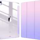 Fintie Hybrid Slim Case for iPad Air 13-inch (M3) 2025, (M2) 2024 - [Built-in Pencil Holder] Shockproof Cover with Clear Transparent Back Shell, Fantasy Ombre