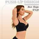 Push Up Bra for Women Soft Underwire Full Coverage Bra(Black,46D) (Black)