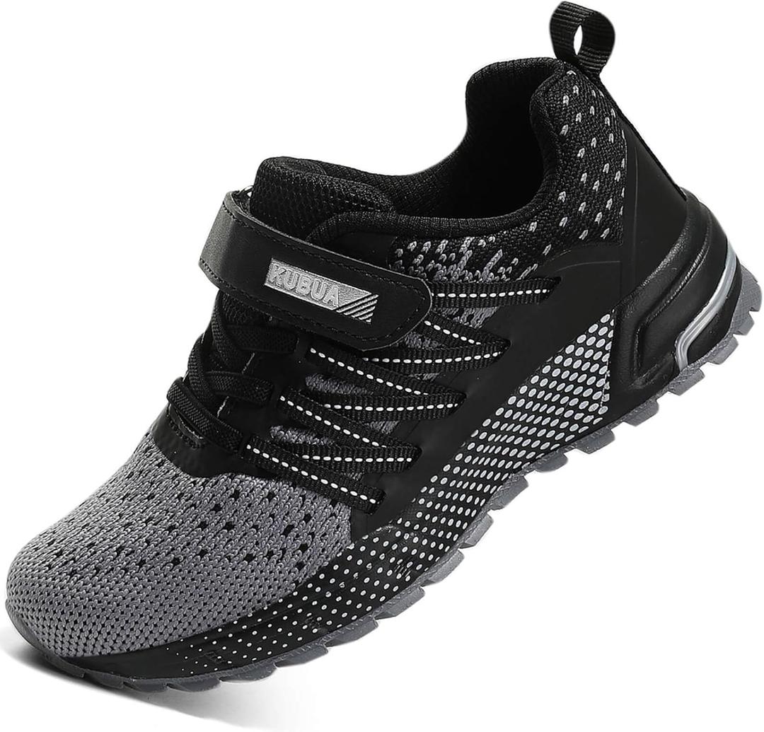 KUBUA Kids Sneakers for Boys Girls Running Tennis Shoes Lightweight Breathable Sport Athletic (Gray)