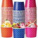LITOPAK 150 Pack 8 oz Ice Cream Cups, Disposable Dessert Cups for Cold or Hot Food, Coloured Paper Dessert Bowls for Soups, Sundaes, and Ice Cream