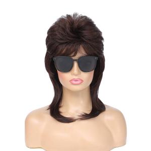 Adequate Mullet Wigs for Women, Joe Dirt, Emo Wig, 80s 90s Costumes Fancy Party Accessory Cosplay Wig, Halloween Man x (Dark Brown)