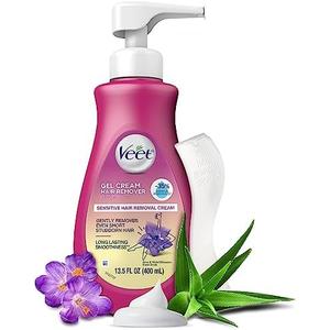 Hair Remover, Veet Gel Hair Removal Cream Sensitive, 13.5 Ounce, Sensitive formula with Aloe Vera and Vitamin E (pack of 1)