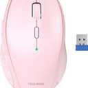 TechRise Wireless Mouse 4800 DPI, 2.4G USB Computer Mouse, 6-Level Adjustable DPI, 30-Month Battery Life, Ergonomic 6-Button Compatible with Android/Windows/Linux, Pink