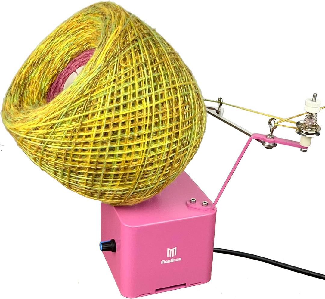 MasBros Ultra Large Capacity Electric Yarn Ball Winder Center Pull Yarn Balls Spinner Winds up to one lb Works with Power Bank, Pink