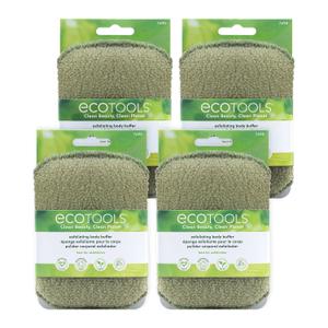 EcoTools Exfoliating Body Buffer, for Body Cleansing, Designed with Strap, Sustainable and Vegan Body Scrubber, 4 Count (Pack of 1)
