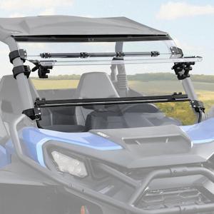 SAUTVS Flip Up Windshield for Can-Am Commander & MAX 2021-2026 | 3-IN-1, Closed/Vented/Fully Open, Clear 1/5" Hard Coated Polycarbonate Front Flip Full Windscreen Window, Weatherproof Seals