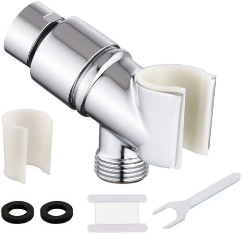 LUOFANT All Metal Handheld Shower Head Holder - Adjustable Shower Rod Holder with Brass Pivot Ball - Handheld Shower Head Holder - Shower Hose Holder for attaching Shower arm to Shower Hose, Chrome…