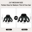 2.8 Inch Medium Octopus Hair Clips for Women, Black Matte Hair Claw Clips for Thin Fine Hair, Strong Hold Non-slip Spider Hairclips Jaw Clip