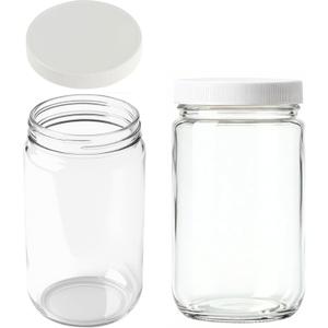 JARMING COLLECTIONS 32oz Extra Wide Mouth Glass Storage Jar with BPA-Free Plastic Lid Quart Size Airtight Mason Jar for Kitchen, Pantry, and Food Storage (Set of 2)
