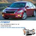 Headlight Assembly Compatible With 2013-2015 13-15 Nissan Altima 2013 2014 2015 13 14 15 Nissan Altima S/SL/SV-Only fit 4 - Door Chrome Housing Amber Reflector
