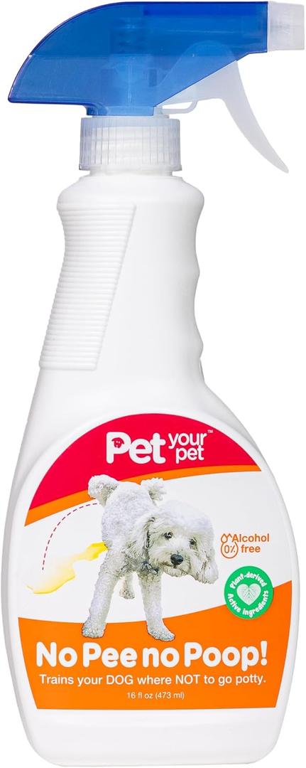 No Pee No Poop Dog Potty Training Spray, 16 Fl Oz  Non-Toxic Dog Spray to Prevent Peeing and Pooping  Natural No Urine Marking Scent Corrector - No Here Stops Dogs Peeing Indoor/Outdoor