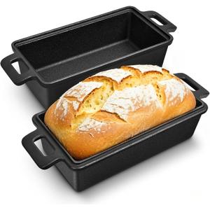 Cast Iron Loaf Pan With Lid, 95in 2in1 HeavyDuty & OvenSafe Loaf Pan for Sourdough & Homemade Bread (Black)