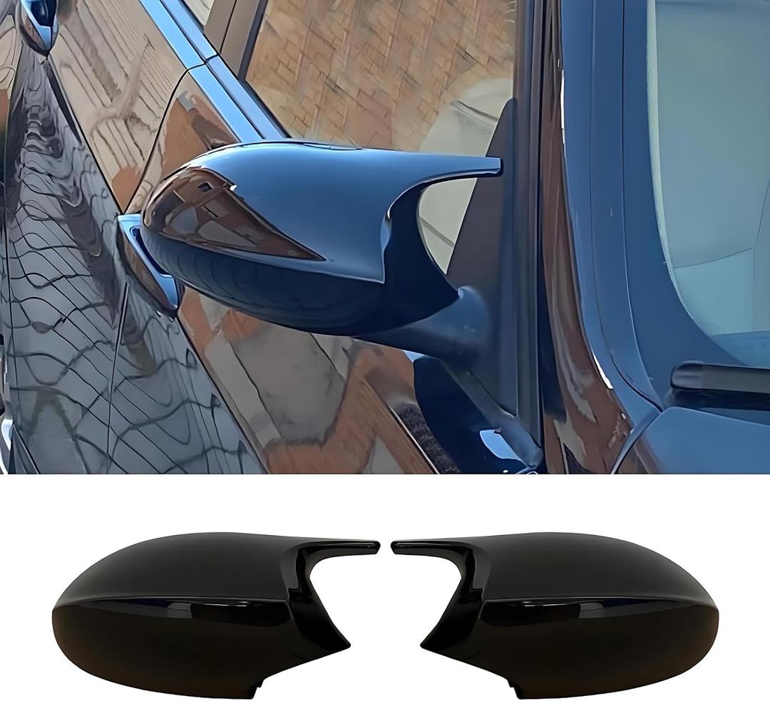 Mirror Caps Gloss Black Compatible with 3 Series E90 E91 2005-2007 E92 E93 2006-2009, 1 Series E81 E82 E87 E88 PRE Models Rearview Side Wing Mirror Cover Caps