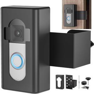 Anti-Theft Video Doorbell Mount,AHBTEYM Mount No Drill Bracket Holder Accessories for Apartment Home Rentals Compatible with Ring Video Doorbell 4/3/3 Plus/2/1/2021/2023 Release(Black)