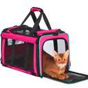 Paw Ballet Pet Carrier Durable Airline Approved Dog Cat Carrier Foldable Cat Carrier with Rolling Cover Soft Cat Carrier for Small Pink
