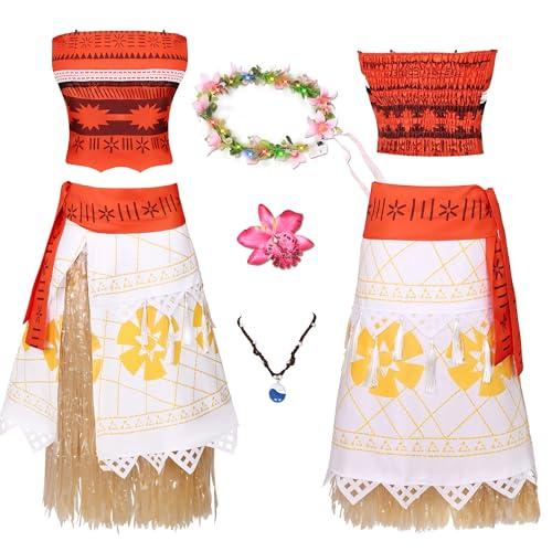 Tinyones Women Ocean Princess Dress Halloween Costume with LED Floral Crown & Rhinestone Necklace