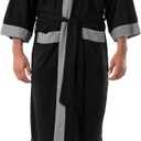 IZOD Men's Waffle Knit Kimono Robe, Black, One Size