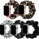 Simpeak Elastic Scrunchie Band Compatible with Apple Watch Series 11 10 (42mm) Series 9 8 7 (41mm) 6 SE 5 4 (40mm) 3 2 1 (38mm), Women Bracelet Band Compatible with iWatch 42mm 41mm 40mm 38mm, Small 4 PCS