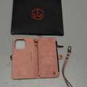 Defencase Compatible with iPhone 14 Pro Case Wallet with RFID Blocking Card Holder for Women Men, PU Leather Magnetic Snap Flip Zipper Strap Wallet Phone Case Fit for iPhone 14 Pro 6.1", Rose Pink