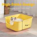 Large Cat Litter Box with High Sides,Cat Boxes for Indoor Cats,Cat Litter Pan for Kitty,Litter Box with Low Entry,Easy to Clean,Anti-Splashing (Grey)
