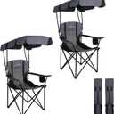 FAIR WIND 2 Pack Portable Canopy Camping Chair 380 LBS Capacity Heavy Duty Oversized Folding Lawn Chair with Sunshade for Beach, Fishing, Sports & Outdoors