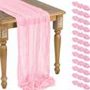 12 Pack Rose Gold Cheesecloth Table Runner 10ft Boho Gauze Cheese Cloth Table Runner Rustic Sheer Runner 120 inch Long for Christmas Wedding Bridal Baby Shower Birthday Table Decorations