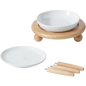Havniva Elevated Cat Bowls, Ceramic Cat Food Bowl Whisker Friendly Cat Dishes, Kitten Food & Water Bowl with Two Heights Stand, Anti-Slip Raised Cat Food Plates