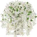 Bougainvillea Artificial Flowers Fake Flower White 3Pcs, Long Stems Artificial Bougainvillea Flowers for Tall Vase, Faux Hanging Flower Silk Floral for Home Room Garden Party Centerpiece Decor