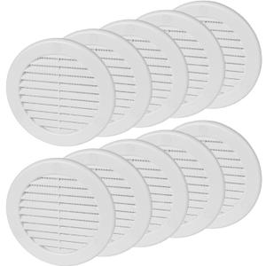 4 Inch [Opening] White Air Vent Cover Pack of 10 Plastic Round Air Vent Grill Cover for Wall or Ceiling, Built-in Mesh Screen/HVAC Return Air Register Modern Louvered Design