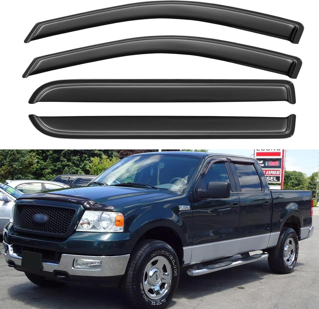Window Visors Rain Guards for 2004 2005 2006 2007 2008 Ford F150 SuperCrew, Window Vent Wind Shades Deflectors for 06 07 08 Lincoln Mark LT