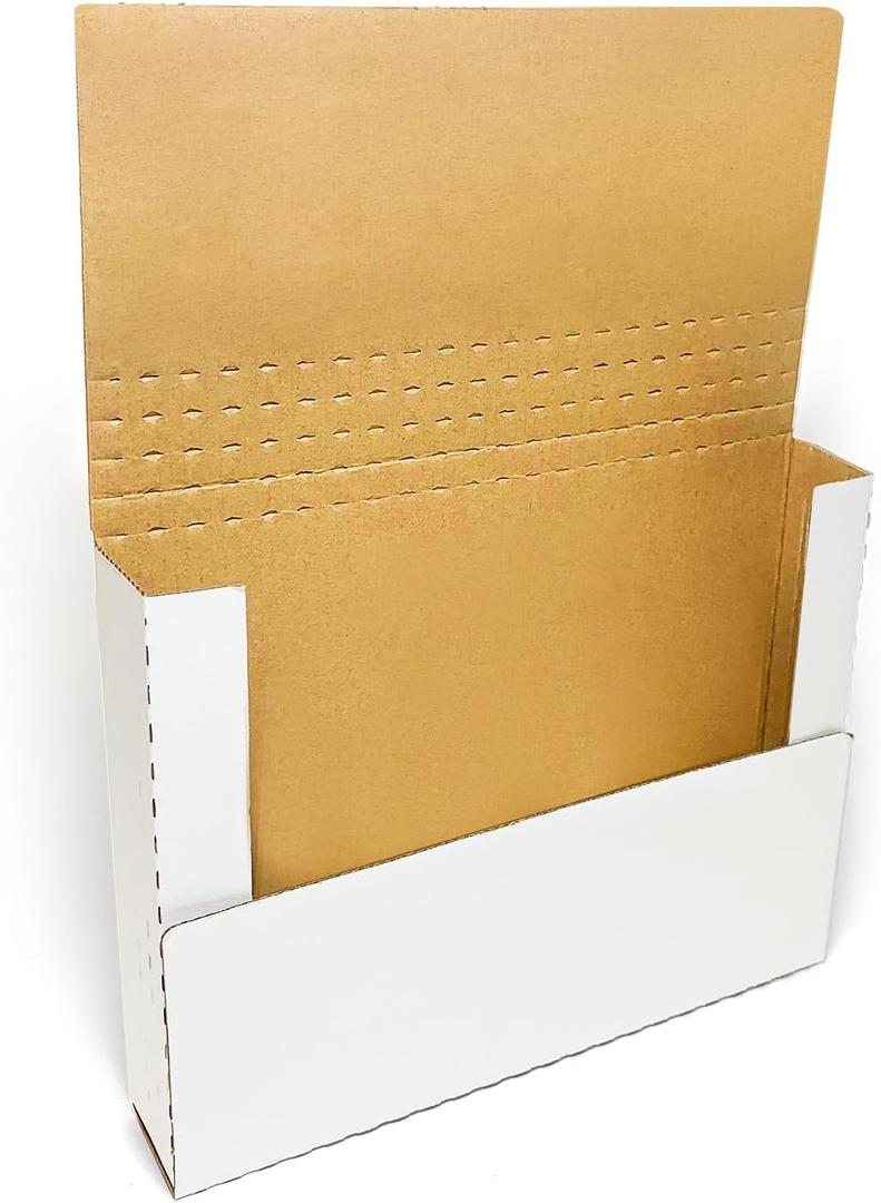 50 Pack, Wonfer Letter Size Corrugated Mailer, 11 1/8 x 8 5/8 x 2'', Easy-Fold Shipping Box, White,Height Adjustable,Literature mailer,Comic book mailer (11.125x8.625x2")