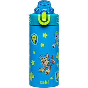 Zak Designs PAW Patrol Sage Kids Water Bottle For School or Travel, 14oz Stainless Steel Water Bottle With Straw, Handle, and Leak-Proof Spout Cover (Chase, Marshall, Skye, Rubble, Rocky, Zuma) | Sage, Kids, For School or Travel, Handle