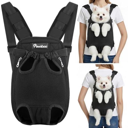 Pawaboo Pet Carrier Backpack, Pet Front Dog Cat Carrier Backpack, Legs Out, Easy-Fit for Traveling Hiking Camping, Travel Bag Backpacks for Small Dogs Cats 2.5-5lbs, S, Black