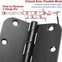 30 Pack Matte Black Door Hinges 3.5 x 3.5 Inch 5/8" Radius, Interior Heavy-Duty Rounded Hinge for Doors Standard Bedroom Office Door Hardware Removable Pin,RV,Garage,Storage Shed,Livestock Facilities