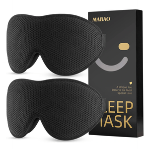 2 Packs Sleep Mask for Side Sleeper, Eye Mask for Sleeping Women Men, 3D Contoured Cup No Eye Pressure 100% Light Blocking Sleeping Mask with Adjustable Strap Night Blindfold Flight, Nap, Black