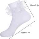 3 Pack Big Ruffle Ankle Socks Woman, Double Lace Turn Cuff Cotton Frilly Dress Short Socks for Women Ladies