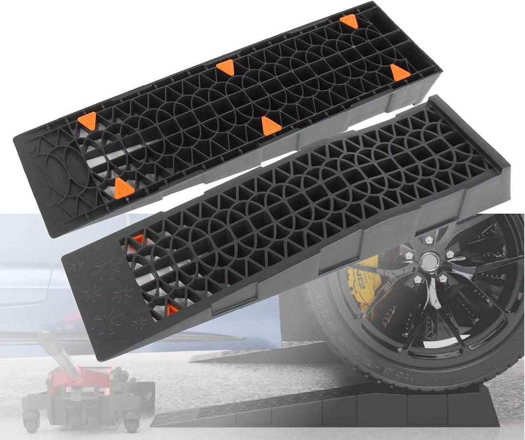 OULEME Low Profile Car Service Ramp with Anti-Slip Blocks, Oil Changes& Maintenance, 2-1/2" Lifting Height, 3 Ton Truck Vehicle 2 Pack