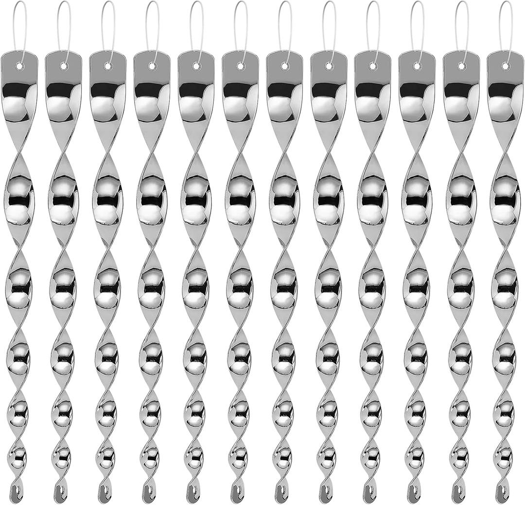 Besmon Woodpecker Bird Scare Devices, Reflective Scare Rods Control Device to Keep Birds Away from Patio Pool (Christmas Reflective Strip Hanging Home as Decoration) (12PCS)