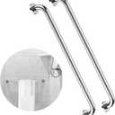 2 Pack 32 Inch Shower Grab Bar, ZUEXT SUS304 Stainless Steel Chrome Bathroom Grab Bar Handle, Shower Balance Bar, Safety Hand Rail Support, Handicap Elderly Senior Assist Bath Handle(1.25" Diameter)