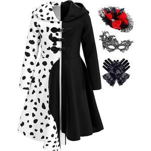 Mecamelon Girls Vintage Halloween Costume Dress Up Dalmatian Print Outfit, 7Y