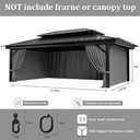 Gazebo Curtain Replacement Universal 4-Panel Sidewalls 12' X 20', Outdoor Privacy Curtains with Double Zipper, Replacement for Patio, Outdoor Canopy, Garden, and Backyard (Curtain Only)