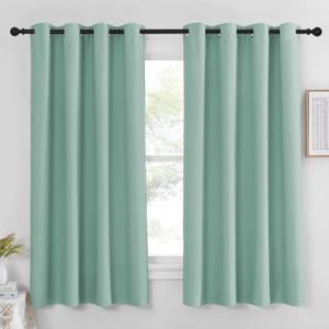 NICETOWN Blackout Curtain Panel 63 inch Long for Window - Thermal Insulated Solid Grommet Blackout Drape for Bedroom Living Room Kitchen (Single Panel, 52W x 63L, Aqua Blue)